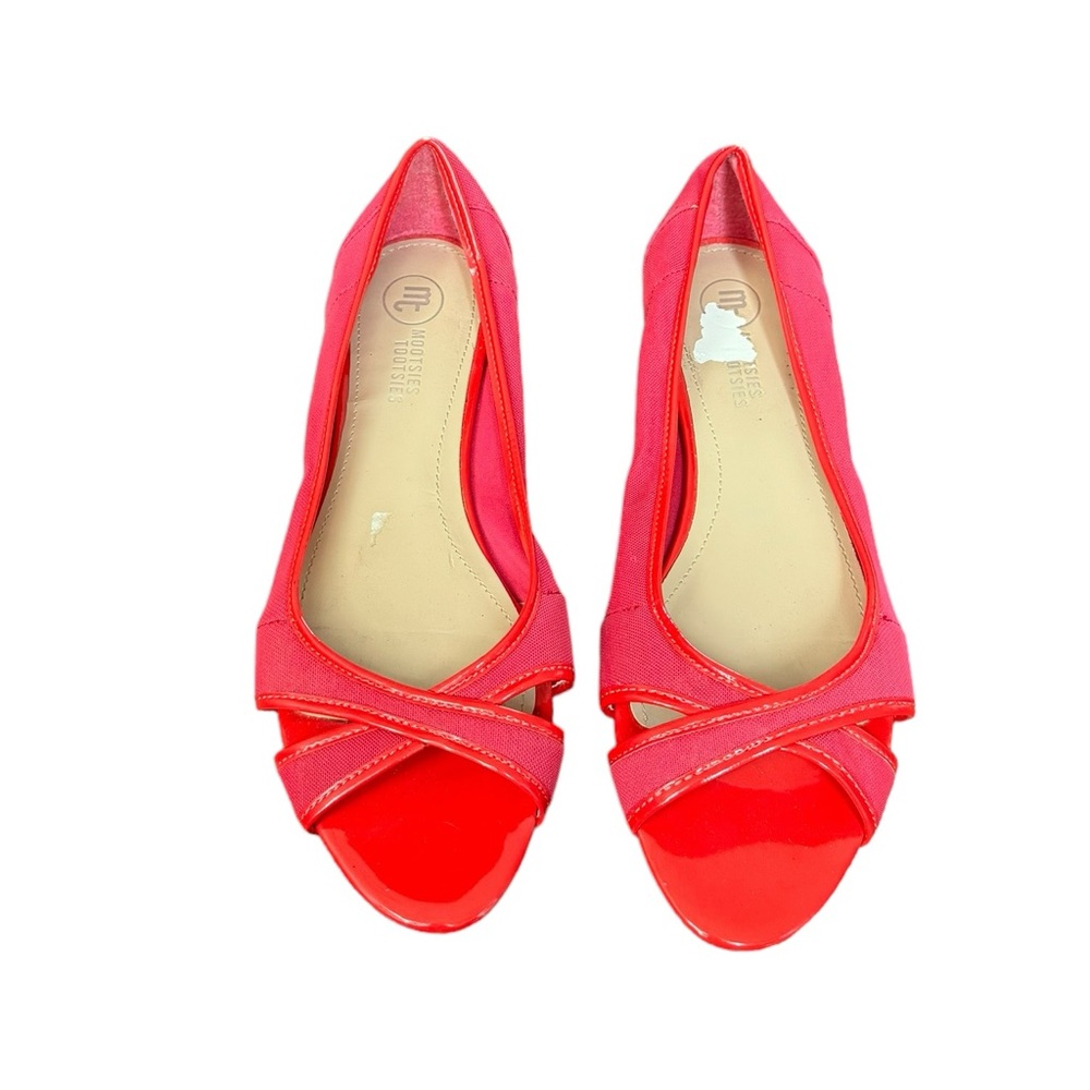 MOOTSIES TOOTSIES OPEN TOE PINK FABRIC FLATS WOMENS SIZE 9